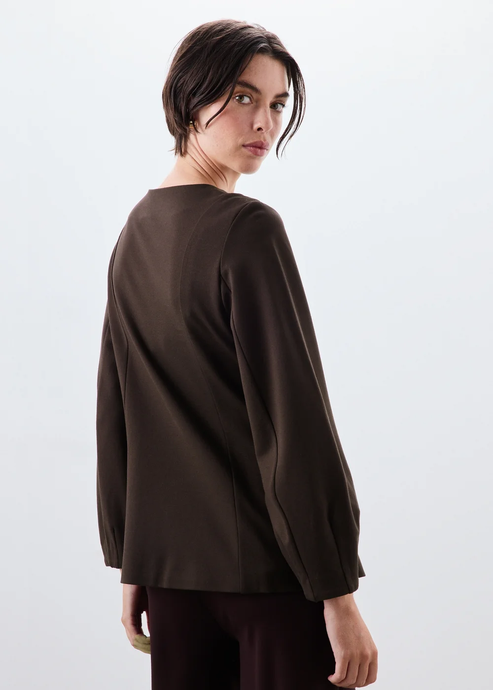 Brown Ponte Fit & Flare Co Ord Jacket - 8 Image 2