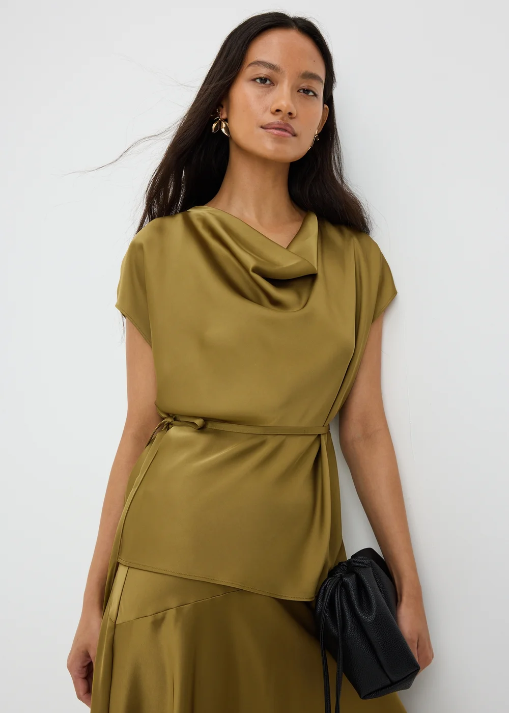 Lime Satin Drape Co-Ord Top - 8 Image 1