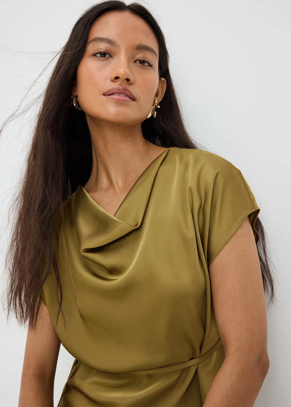 Lime Satin Drape Co-Ord Top - 8 Image 2