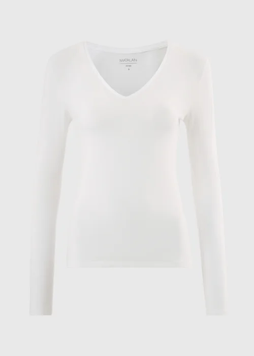 White Fitted V-Neck T-Shirt - 8 Image 5