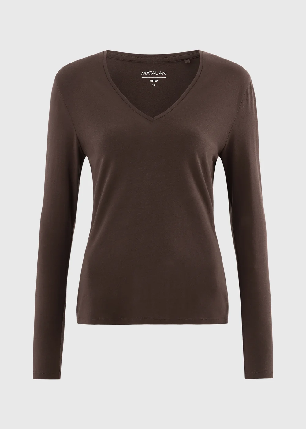 Chocolate Brown Fitted V-Neck Top - 8 Image 1