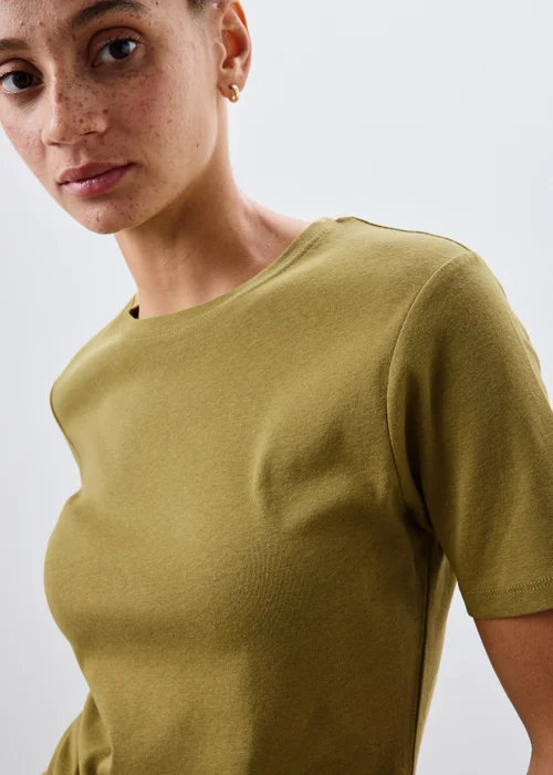 Olive Fitted Short Sleeve Top - 8 Image 3