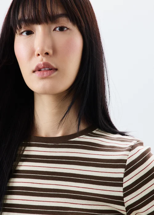 Cream Striped Fitted T-Shirt - 12 Image 1