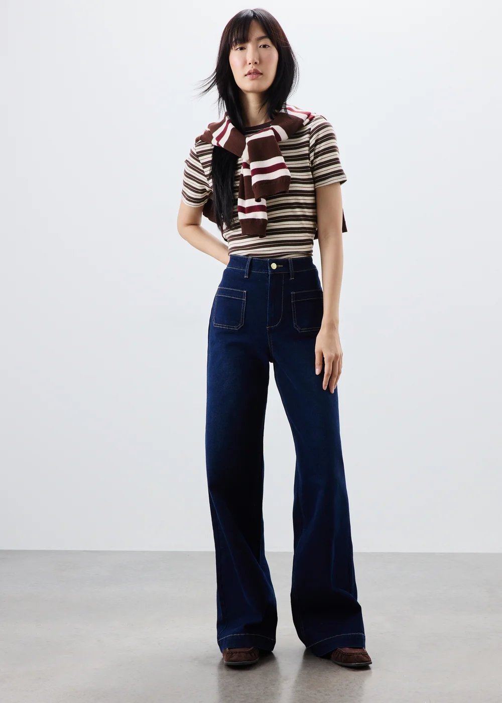 Cream Striped Fitted T-Shirt - 12 Image 2