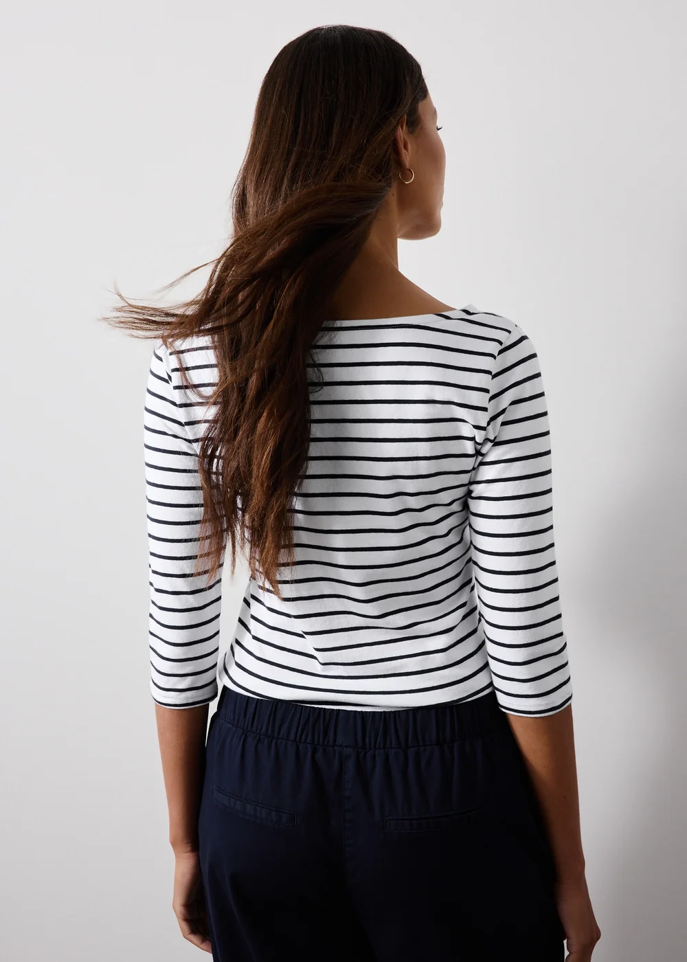 White Striped Fitted T-Shirt - 8 Image 2