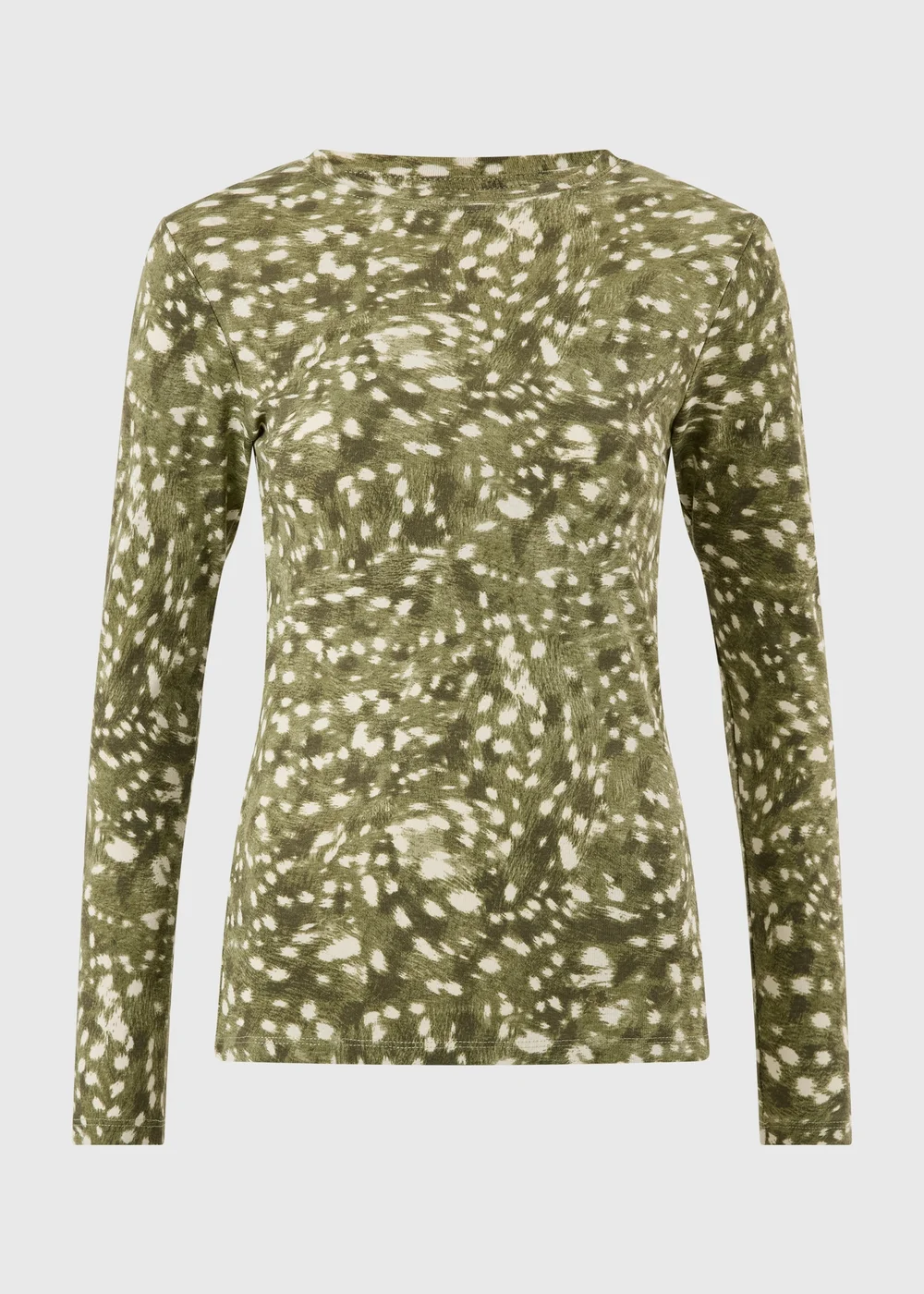Olive Animal Print Fitted Top - 8 Image 1