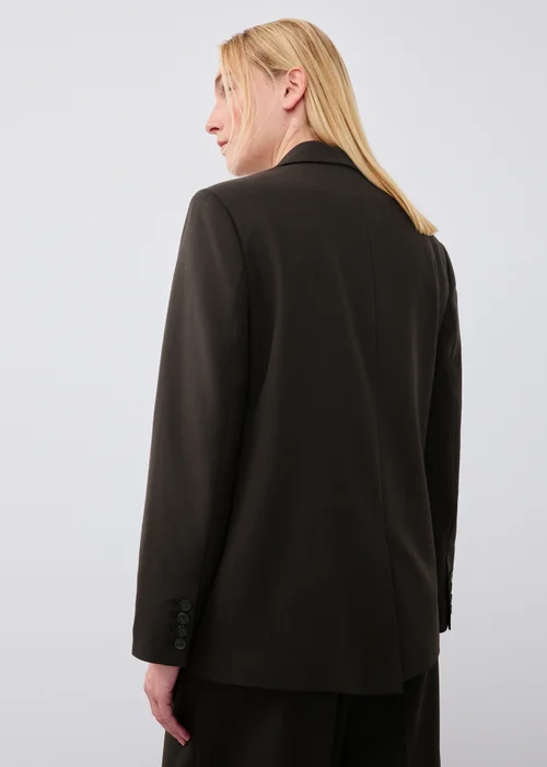 Chocolate Brown Double Breasted Solid Blazer - 8 Image 3