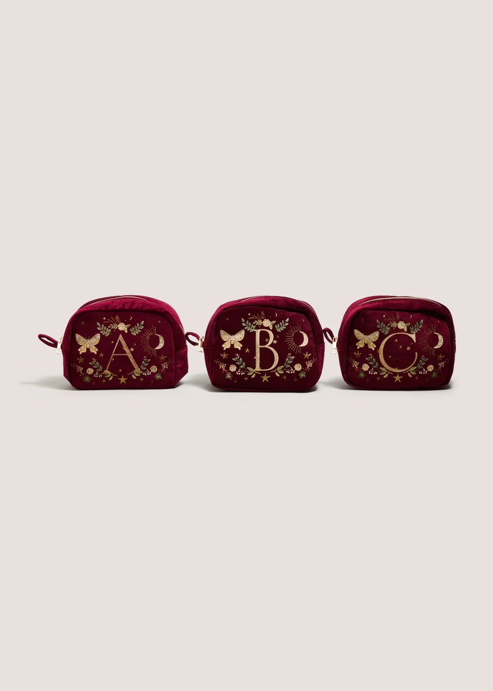 Burgundy Alphabet Decadence Makeup Bag - A Image 1