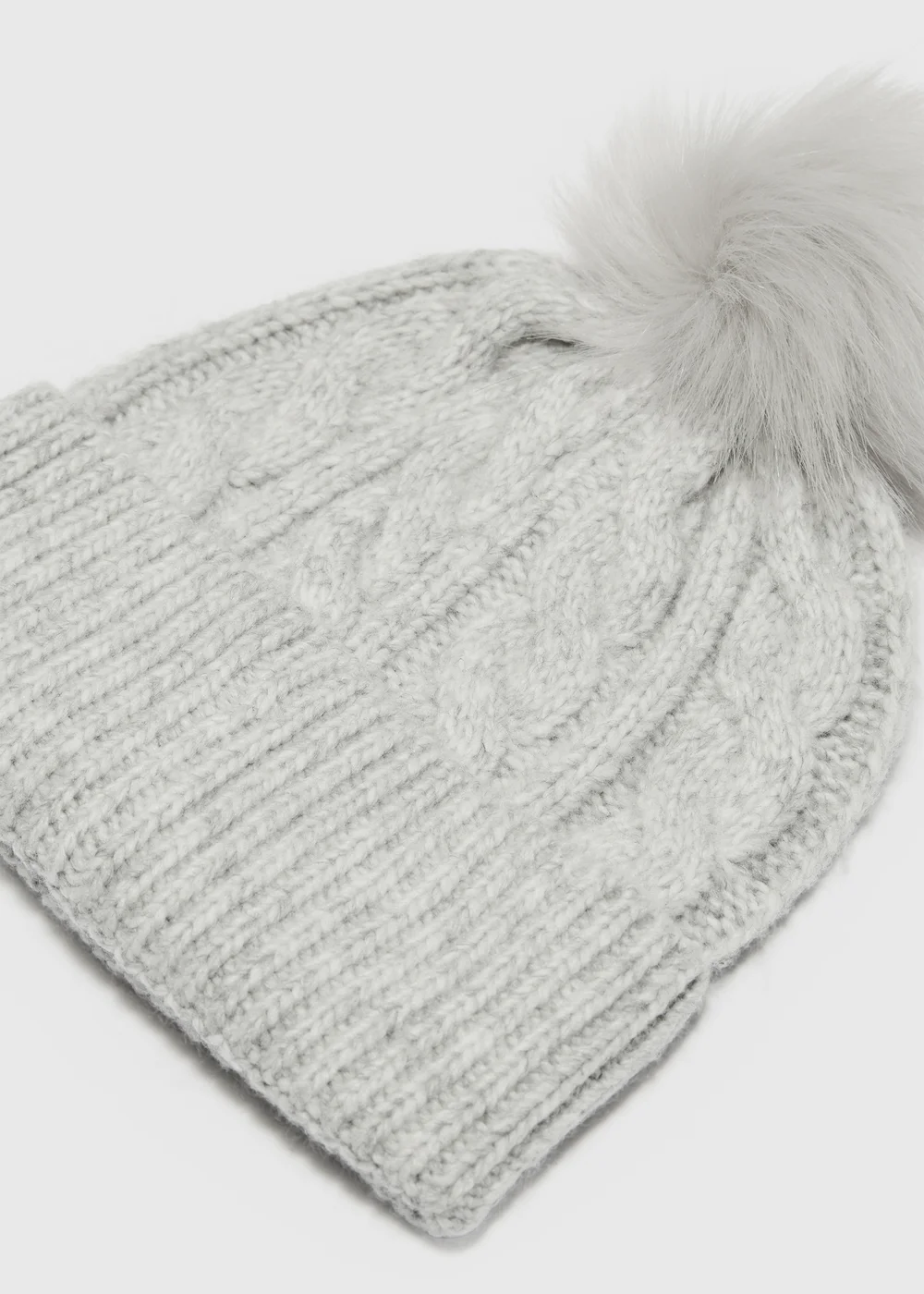 Grey Cable Knit Beanie - One Size Image 2