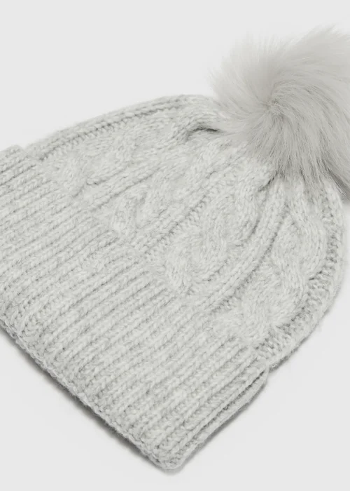 Grey Cable Knit Beanie - One Size Image 2