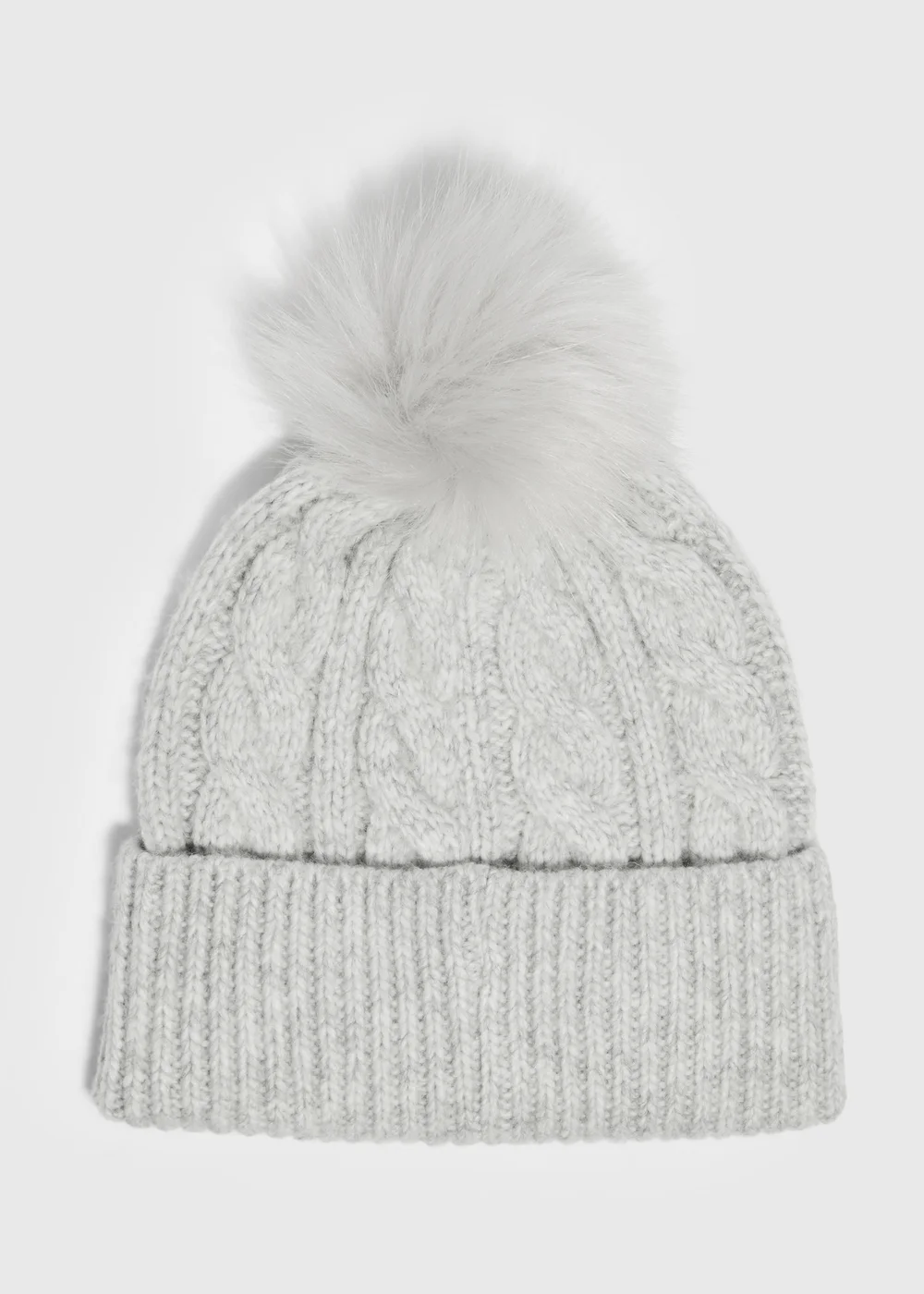 Grey Cable Knit Beanie - One Size Image 1