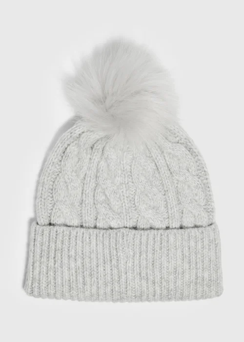 Grey Cable Knit Beanie - One Size Image 1