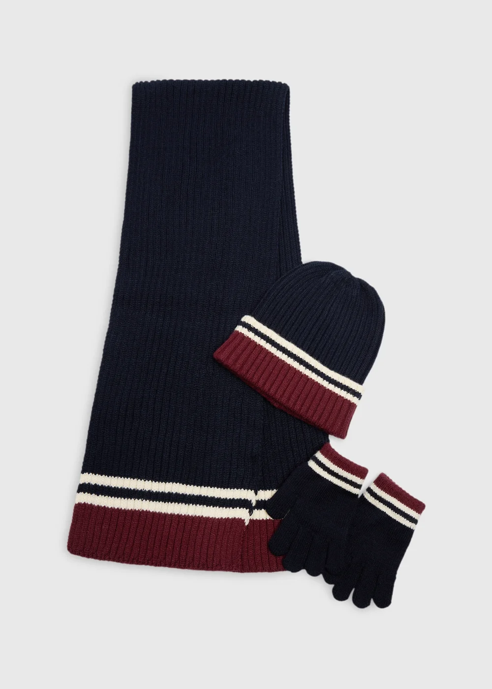 3 Piece Boys Navy Hat Scarf & Mittens Set (3-13 Yrs) - 7-10 Yrs Image 1