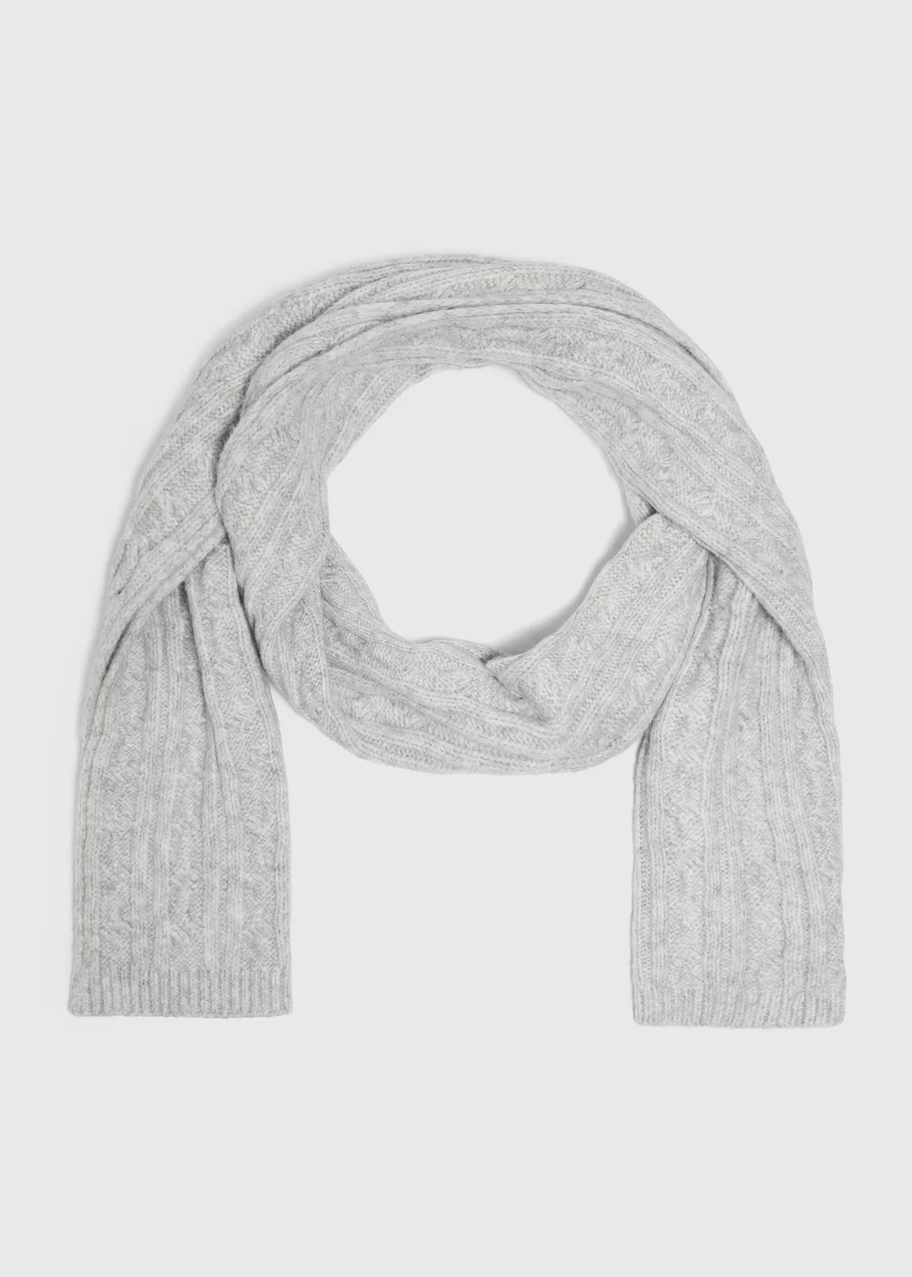Grey Cable Knitted Scarf - One Size Image 1