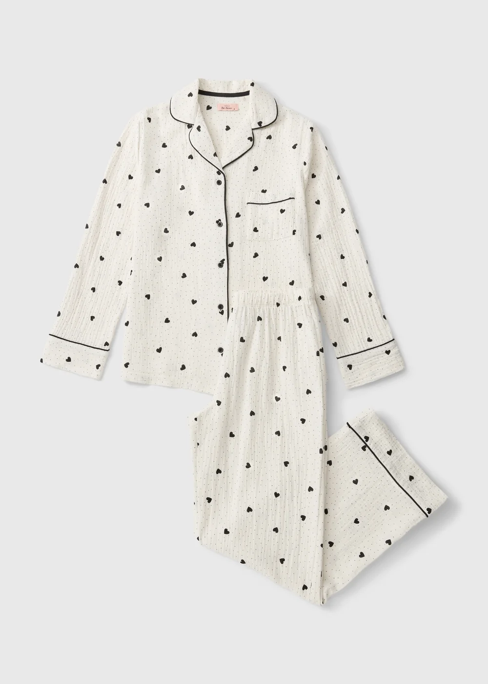 Cream Cotton Heart Traditional Pyjama Set - 8 Image 4