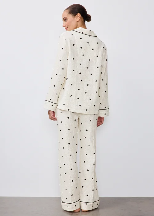 Cream Cotton Heart Traditional Pyjama Set - 8 Image 2