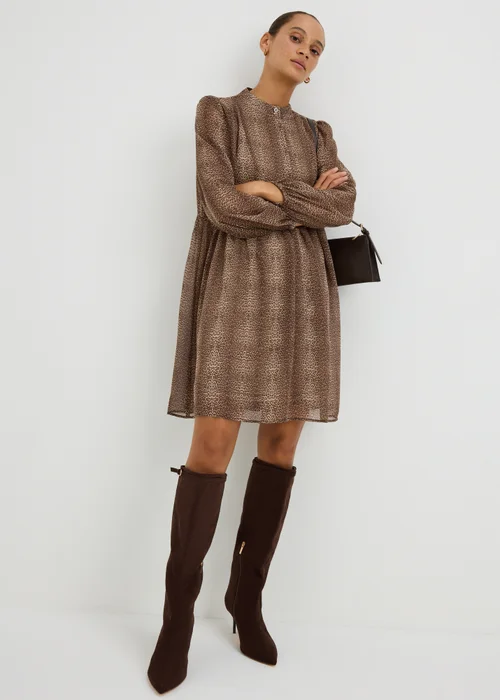 Brown Animal Print Boho Dress - 8 Image 1