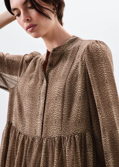 Brown Animal Print Boho Dress - 8 Image 3