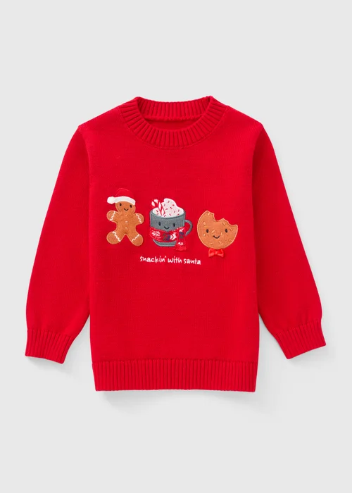 Boys Red Santa Snacks Sweatshirt (1-8 yrs) - 1-1.5 Yrs Image 1