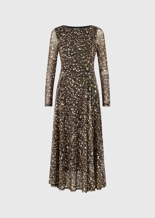 Brown Animal Print Mesh Midi Dress - 8 Image 4