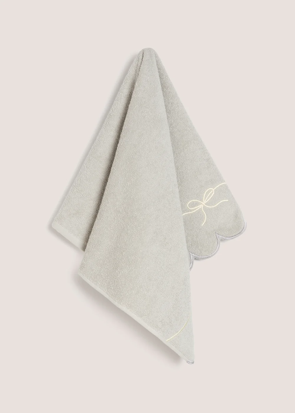 Grey Scallop Bow Hand Towel - Hand Towel Image 1