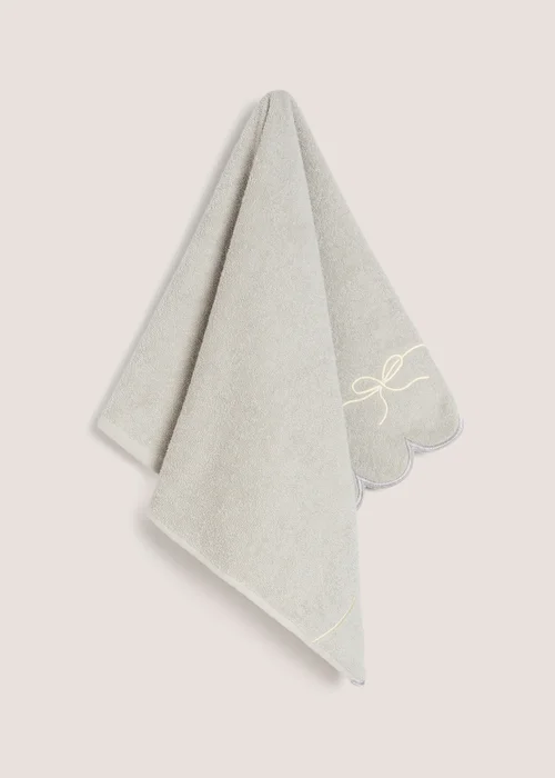 Grey Scallop Bow Hand Towel - Hand Towel Image 1