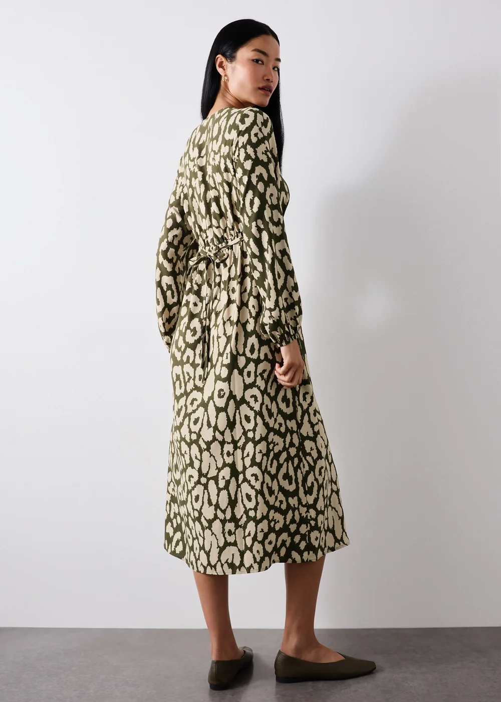 Khaki Animal Print Shirt Dress - 8 Image 2