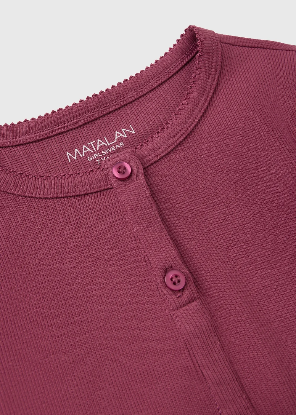 Girls Berry Button Up Henley Top (7-15yrs) - 7 Yrs Image 2
