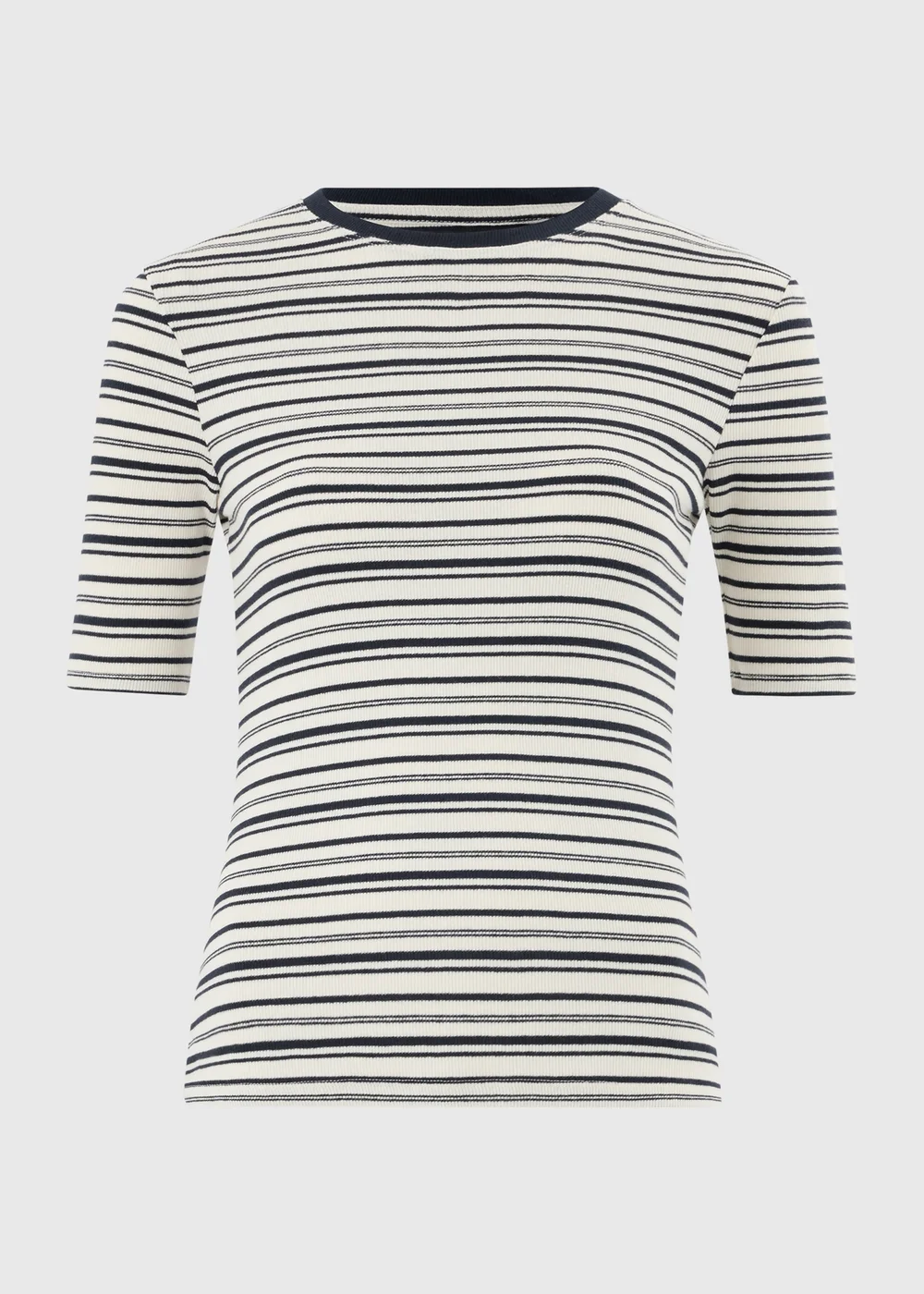 Navy Stripe Crew Neck Fitted Top - 8 Image 4