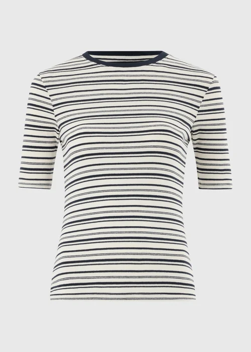 Navy Stripe Crew Neck Fitted Top - 8 Image 4