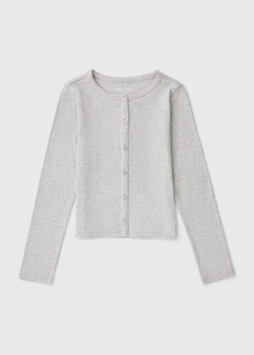 Grey Button Thru Henley Top - 7 Yrs Image 1