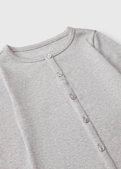 Grey Button Thru Henley Top - 7 Yrs Image 2