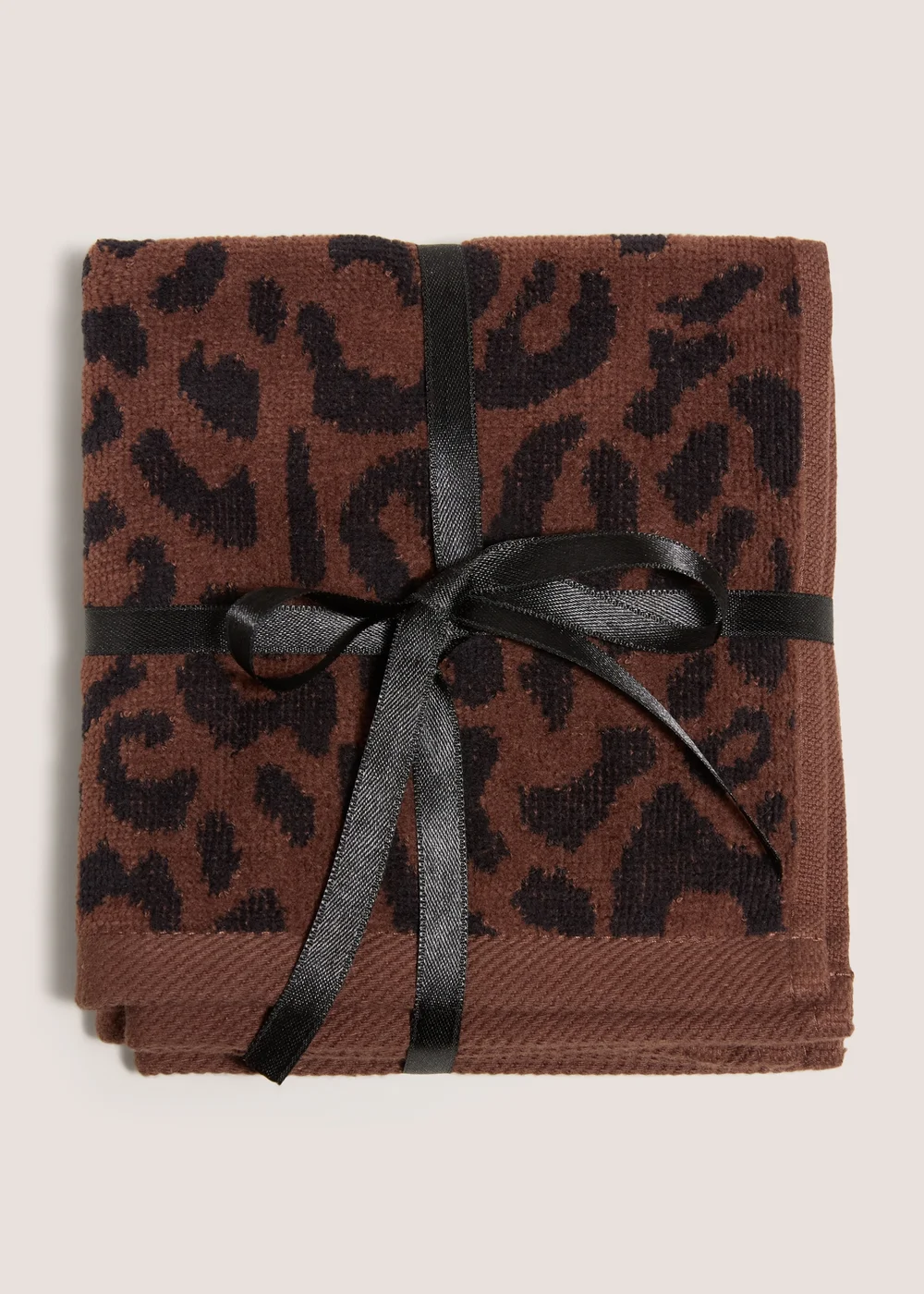 2 Pack Dark Leopard Velour Jacquard Face Cloths - Face Cloth Image 1