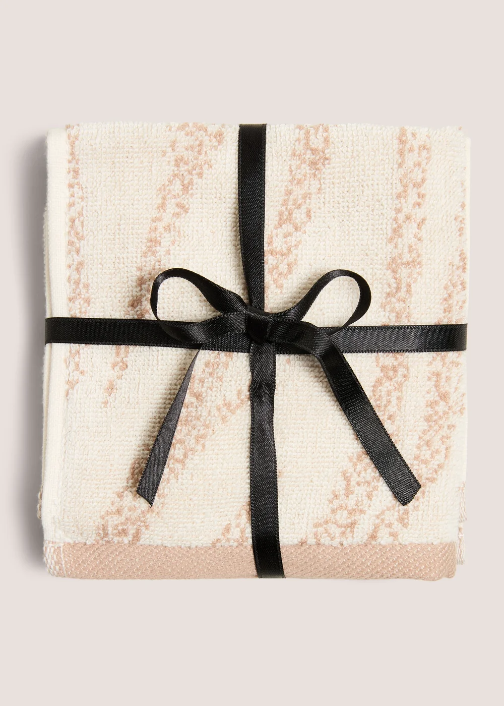 2 Pack Beige Zebra Jacquard Face Cloths - Face Cloth Image 1