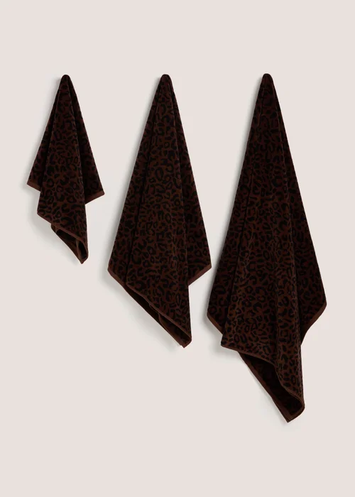 Dark Leopard Velour Jacquard Towels - Hand Towel Image 1