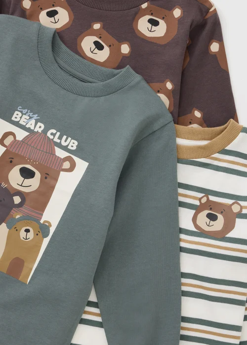 3 Pack Boys Multi Bear Tops (1-8yrs) - 3-4 Yrs Image 2