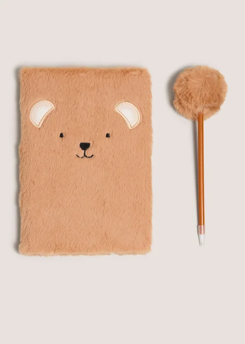 Brown Patch Bear Notebook & Pen Image 1