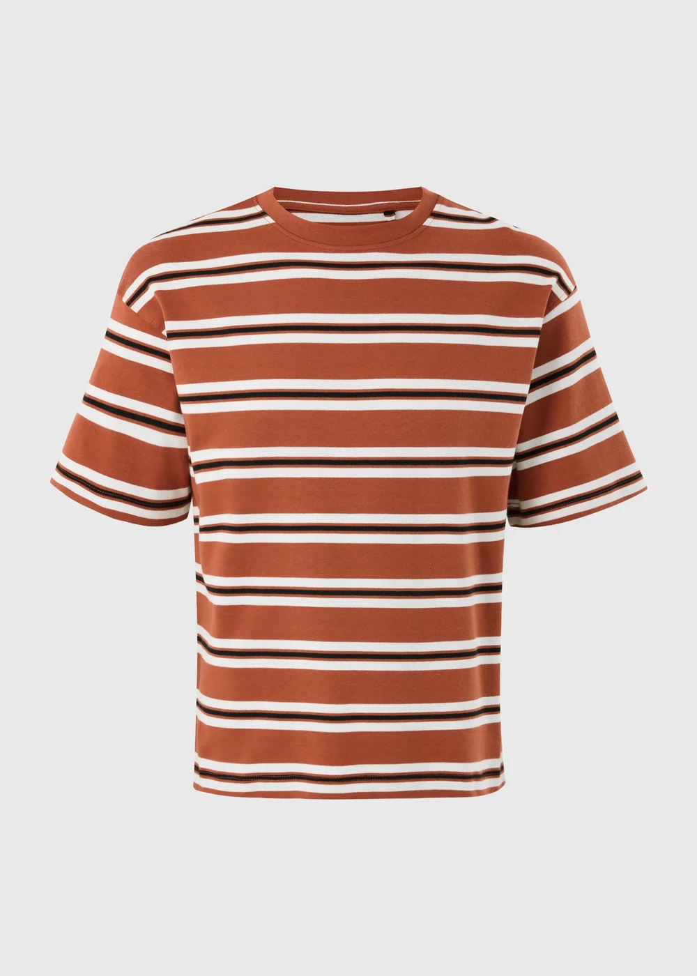 Orange Oversized Stripe Crew Neck T-Shirt - XL Image 1