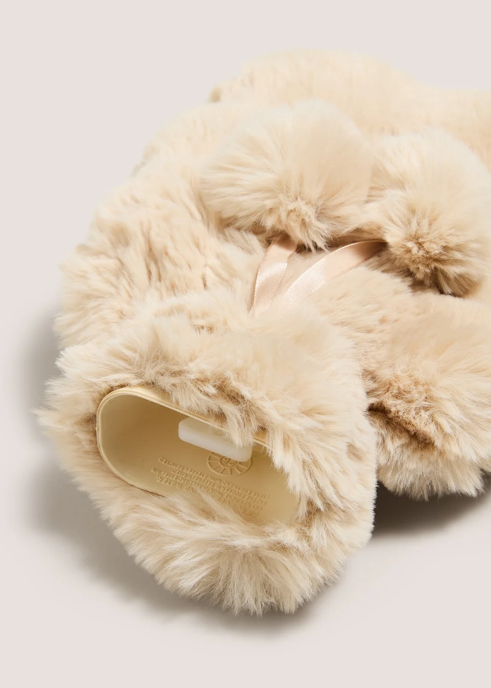 Cream Mini Bubble Faux Fur Hot Water Bottle Image 2