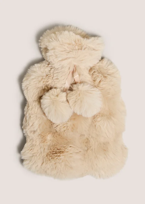 Cream Mini Bubble Faux Fur Hot Water Bottle Image 1
