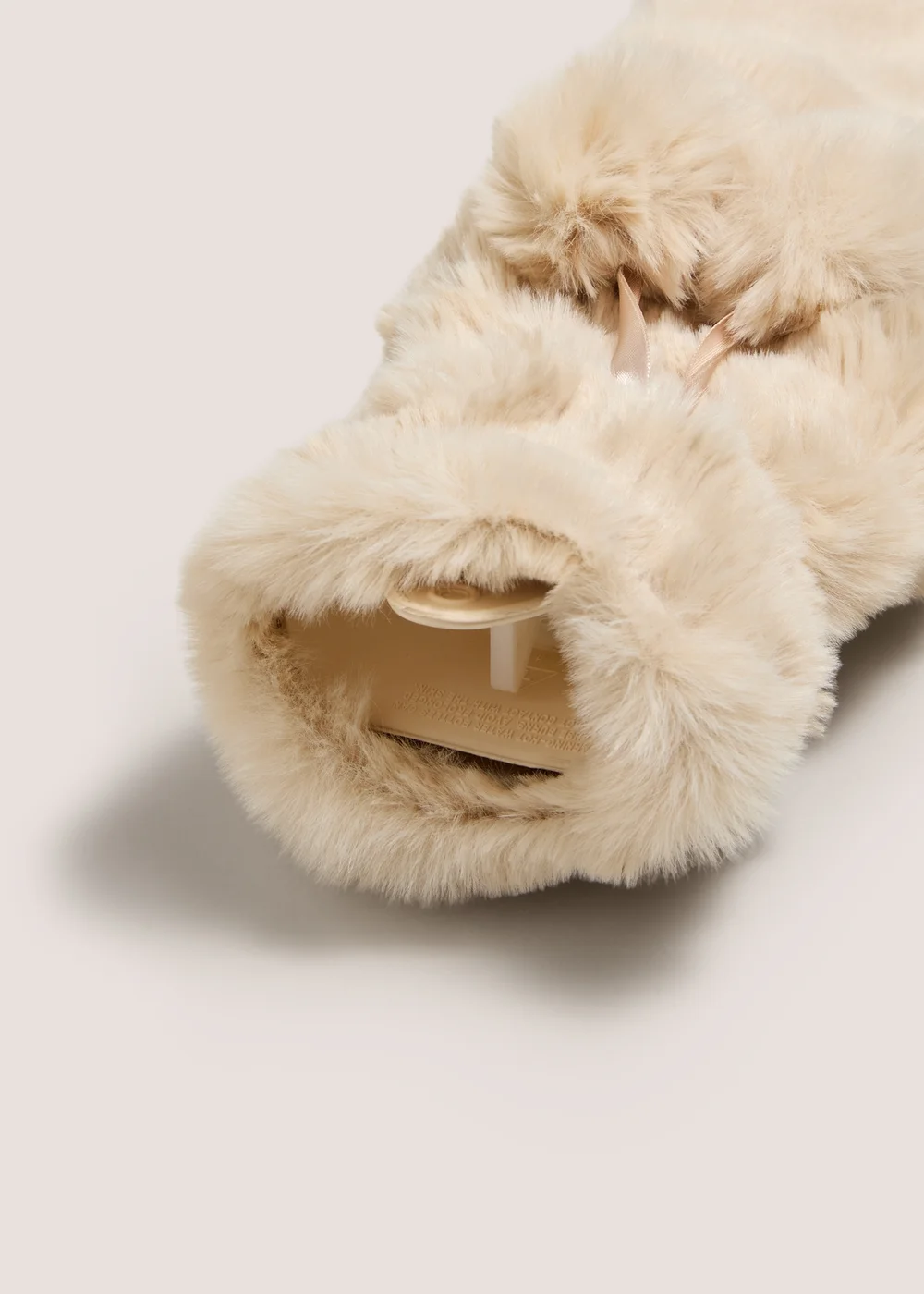 Cream Faux Fur Bubble Long Hot Water Bottle Image 2