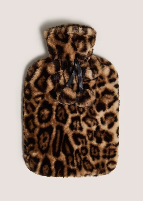 Leopard Faux Fur Hot Water Bottle Image 1