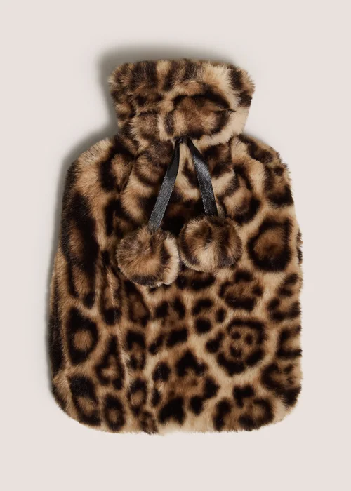 Leopard Faux Fur Mini Hot Water Bottle Image 1