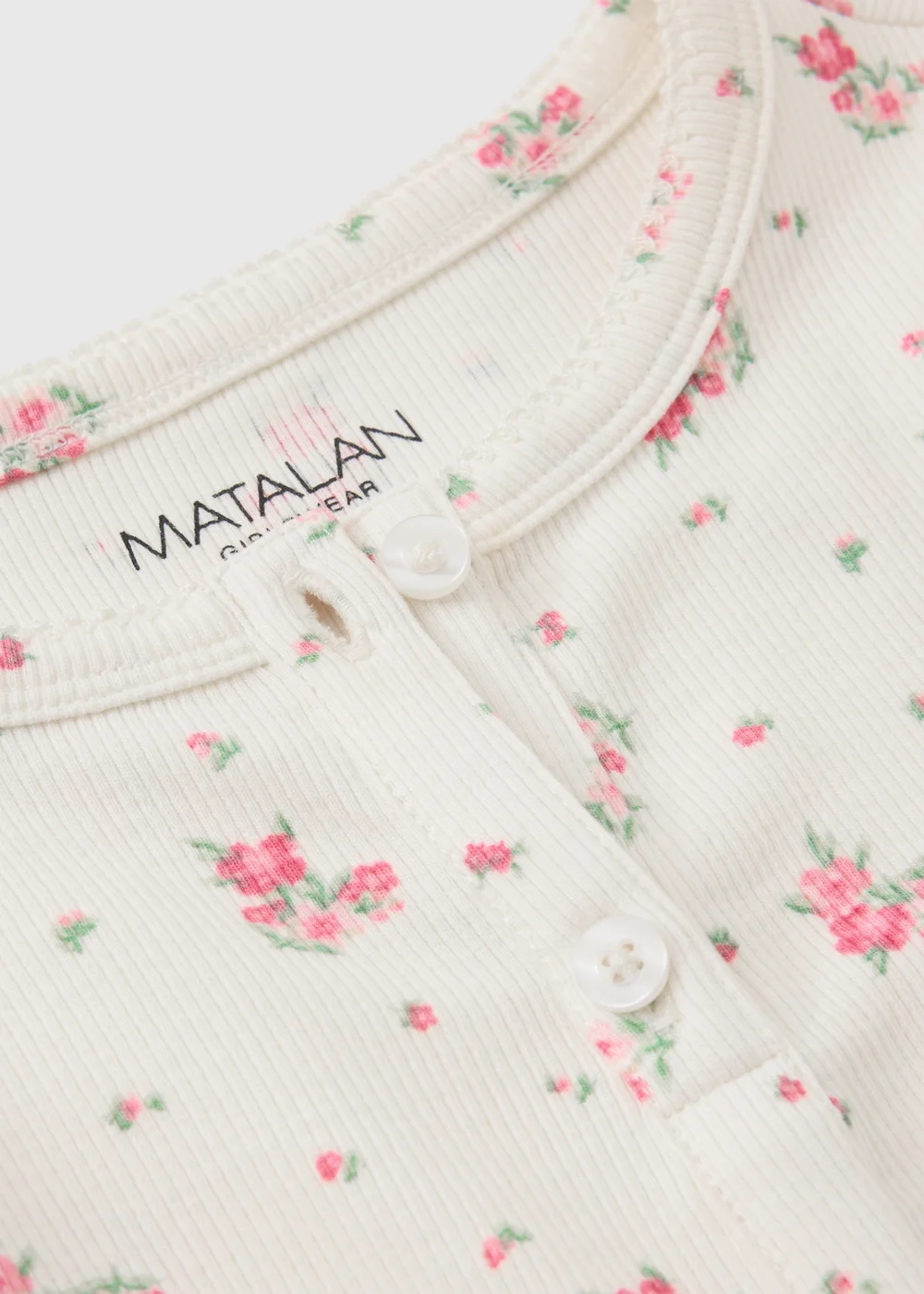 Girls Cream Floral Henley Top (7-15yrs) - 9 Yrs Image 2