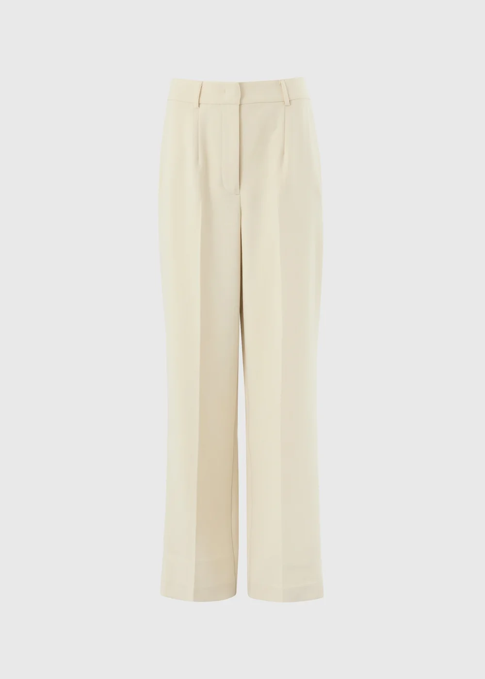Cream Textured Woven Wide Leg Trousers - 18/L29 Image 4