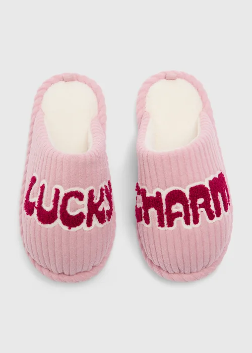 Girls Pink Lucky Charm Mule Slippers - 10-11 Infants Image 2
