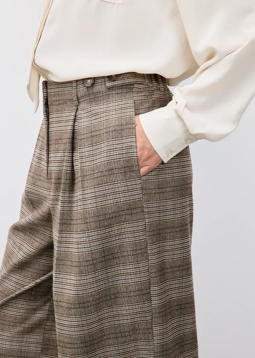 Brown Check Palazzo Co Ord Trousers - 8/L29 Image 1