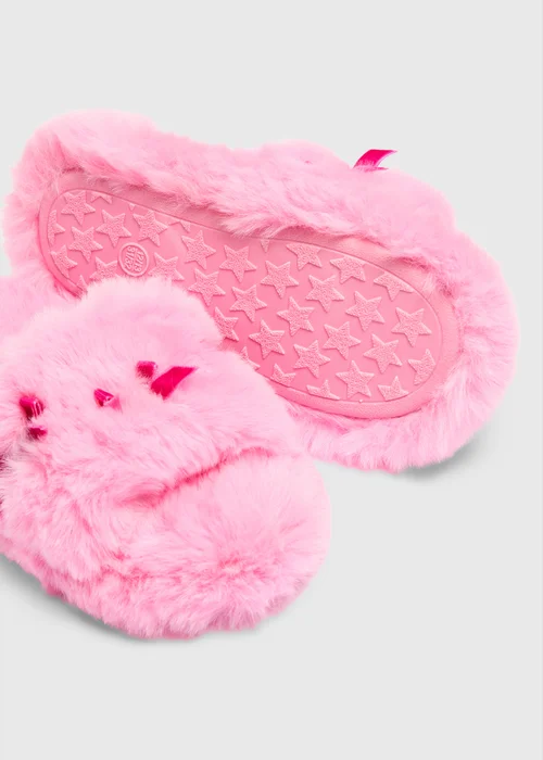 Girl Pink Bow Applique Mule Slippers (Younger 10-Older 6) - 10-11 Infants Image 2
