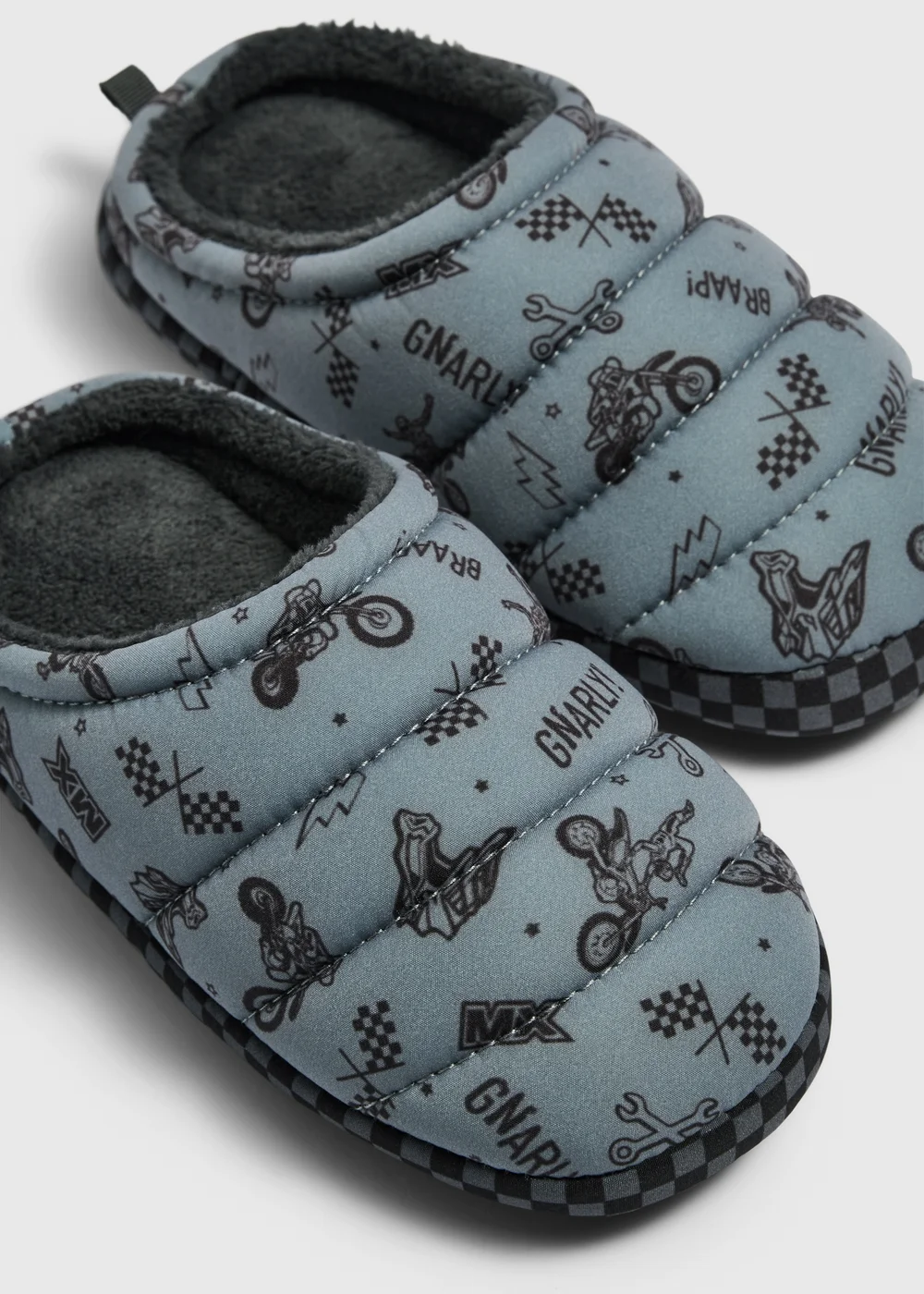 Boys Blue Quilted Mule Slippers (Younger 10-Older 12) - 10-11 Infants Image 2