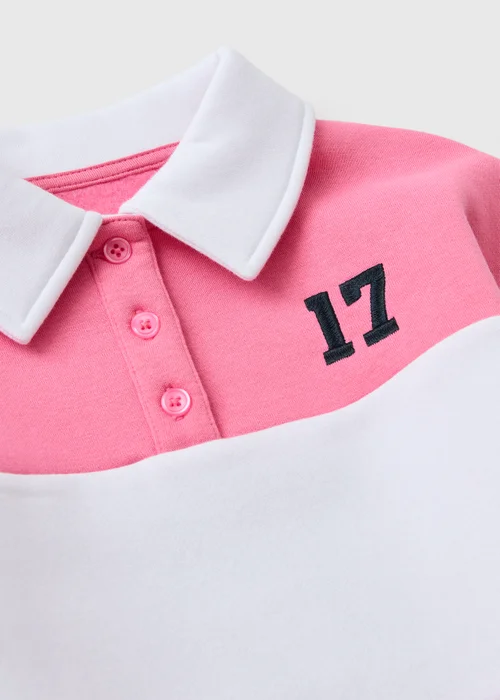 Pink Stripe Polo Jumper (7-15 Yrs) - 7 Yrs Image 2